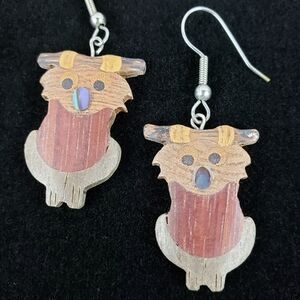 Koala Bear Mixed Wooden Pieced Opal Nose Earrings